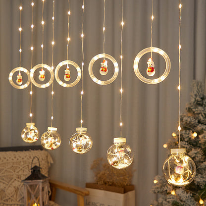 LED Christmas Curtain String Lights - Decorative Wishing Ball & Ring Lights with Remote Control