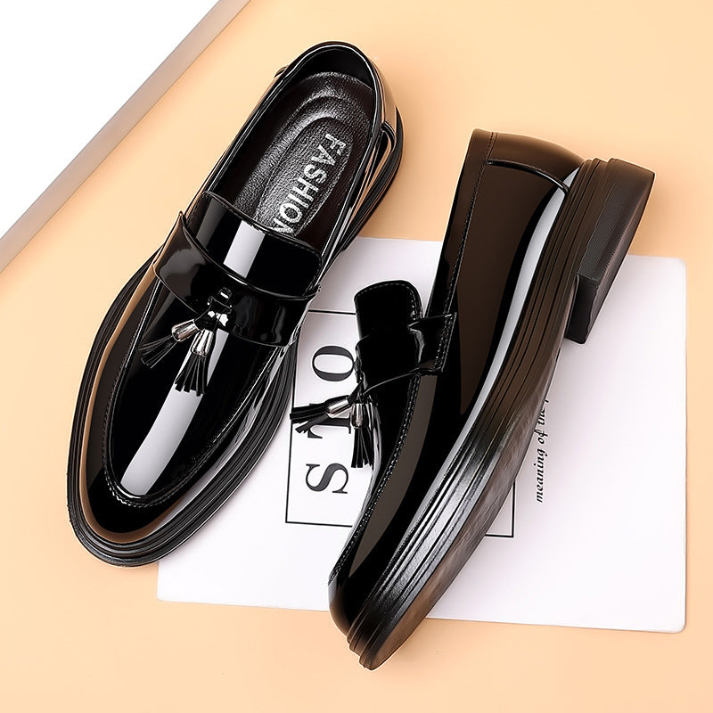 Men's Tassel Leather Loafers - Glossy Business Formal Slip-On Shoes