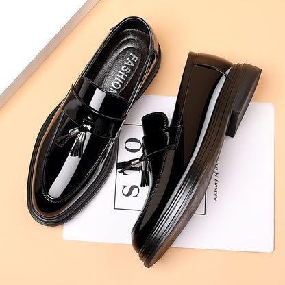 Men's Tassel Leather Loafers - Glossy Business Formal Slip-On Shoes