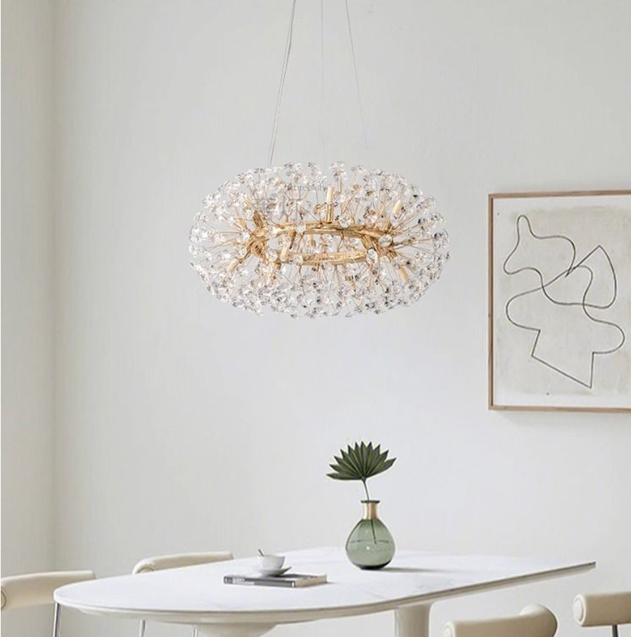 Modern Luxury Dandelion Crystal Pendant Light for Living Room