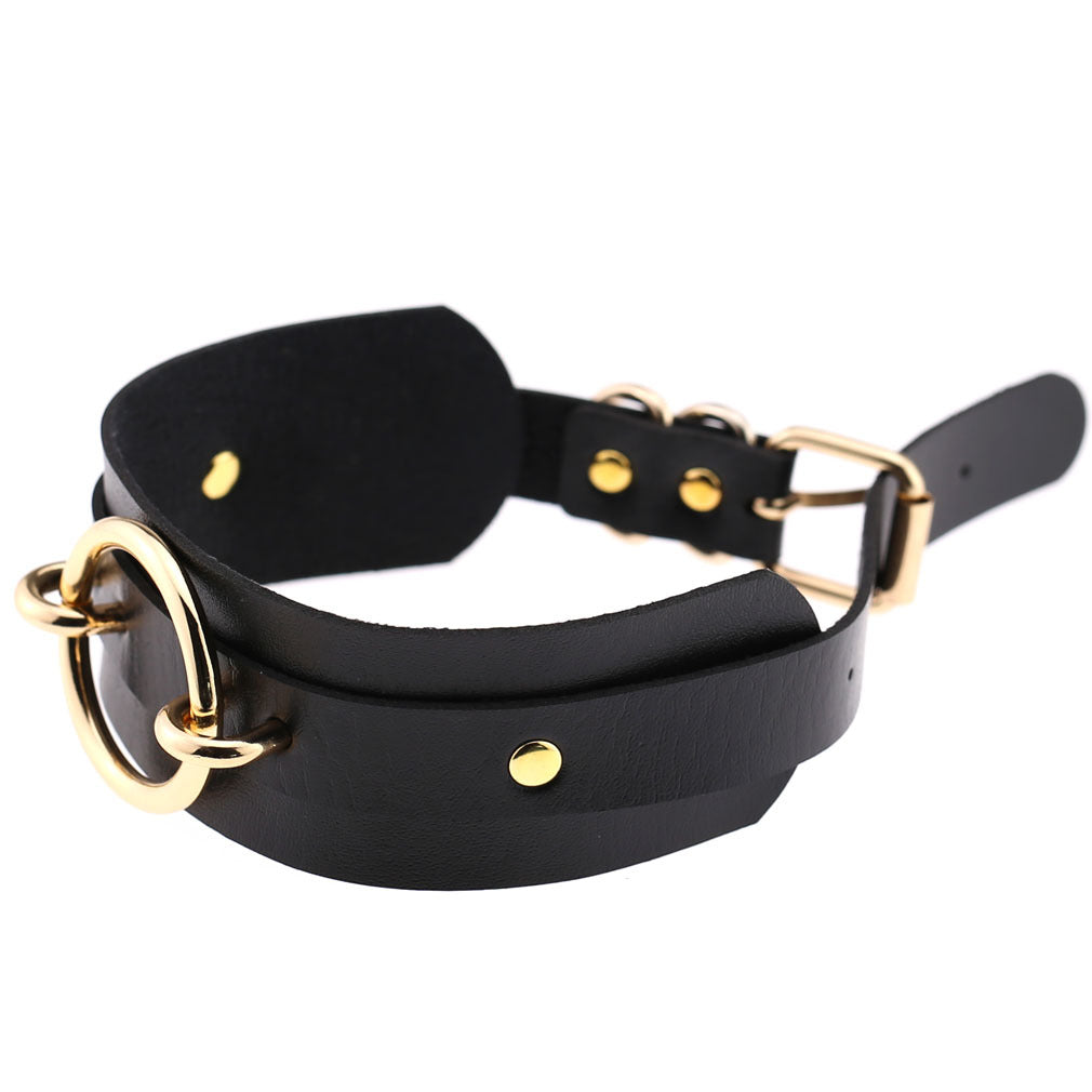 Punk PU Leather Choker Necklace with Oversized O-Ring Pendant | Multi-Color Collar Chain