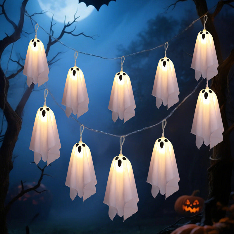 Halloween Ghost String Lights with 8 Modes / Waterproof Indoor/Outdoor Decor for Haunted House, Party, and Porch