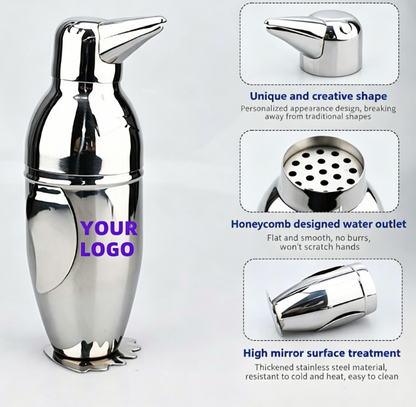 Professional Stainless Steel Penguin Cocktail Shaker - Cute Penguin Cup Drink Mixing Bottle