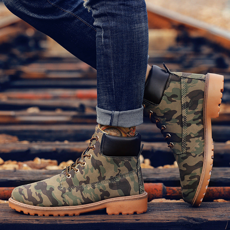 Men's High Top Martin Boots - Fashionable Casual Workwear Winter Shoes