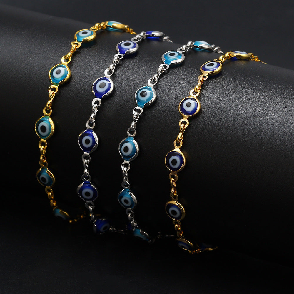 Trendy Women's Gold Chain Evil Eye Bracelet (Nazar Amulet Jewelry)