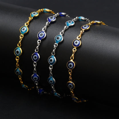 Trendy Women's Gold Chain Evil Eye Bracelet (Nazar Amulet Jewelry)
