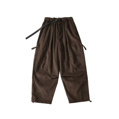 Men's Corduroy Multi-Pocket Loose Straight Casual Work Pants