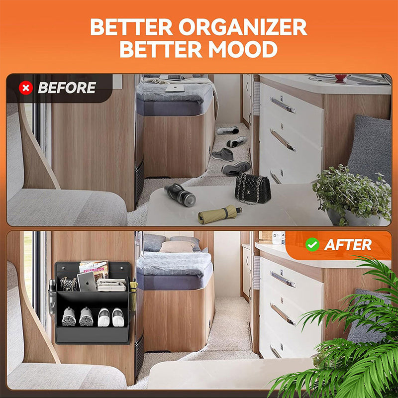 Adhesive RV Shoe Storage Bag - Over-The-Door Hanging Organizer with Deep Pockets