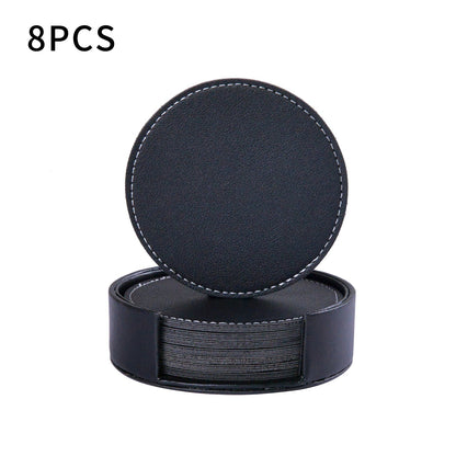 Elegant Round Marble Print Leather Coasters | Heat-Resistant Drink Mats for Home & Office