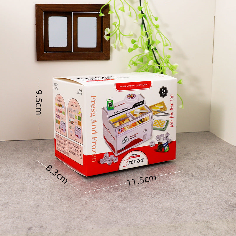 Miniature Fridge Magnet Toy - Dollhouse Ice Cream Cabinet Simulation Model