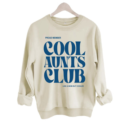 Cool Aunts Club" Graphic Sweatshirt | Beige Crewneck Pullover for Aunties