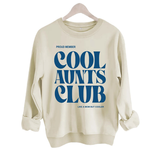 Cool Aunts Club" Graphic Sweatshirt | Beige Crewneck Pullover for Aunties