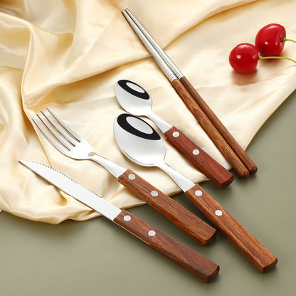 304 Stainless Steel Western Cutlery Set with Japanese Rosewood Handle