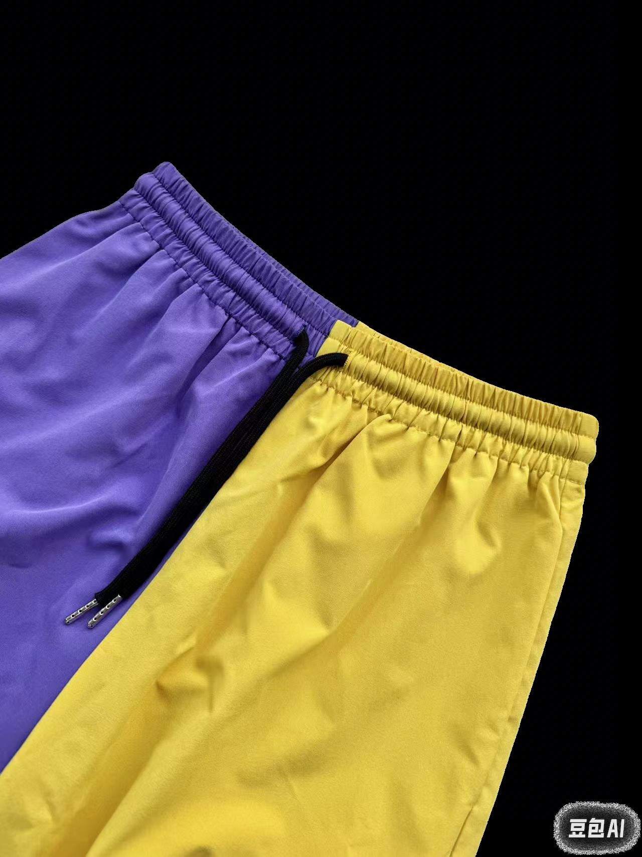 Women's Color Block High Rise Cargo Pants - Purple & Yellow Streetwear Trousers