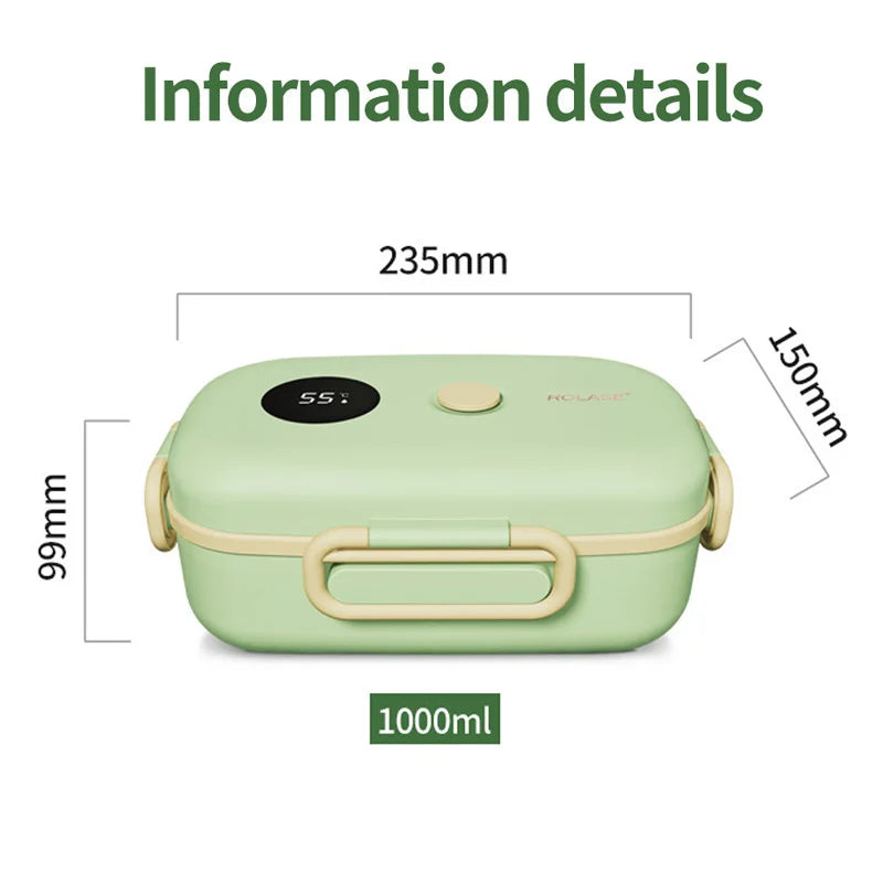 Smart LCD Temperature Display Insulated Lunch Box - Portable Thermal Food Container for Travel & Office