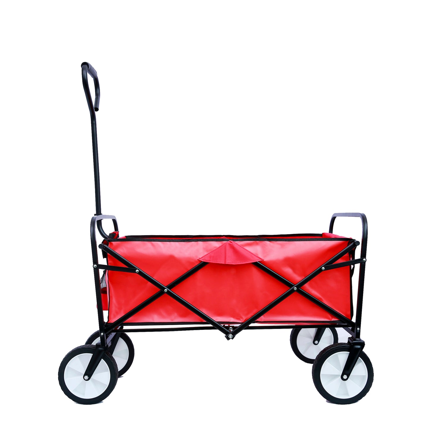 Folding Wagon Garden Shopping Beach Cart – Heavy Duty Red Utility Cart