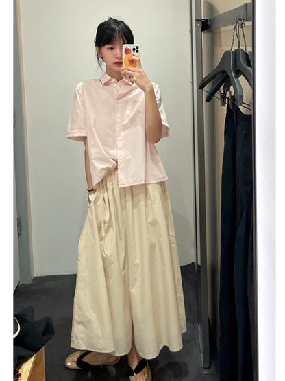 Women's 100% Cotton Wide Leg Pants - Breathable Loose Fit Summer Trousers
