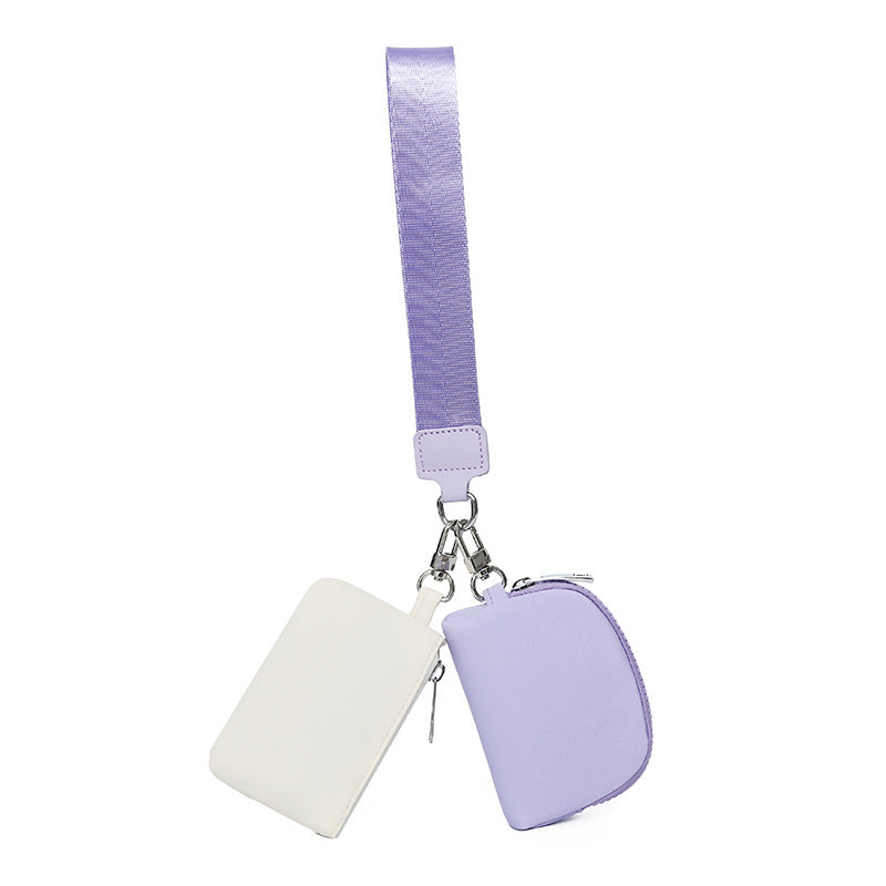 Portable 2-in-1 Mini Wristlet Card Bag - Bank Card & Coin Change Storage Small Purse Set