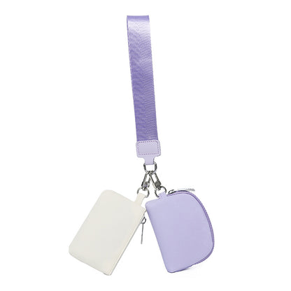 Portable 2-in-1 Mini Wristlet Card Bag - Bank Card & Coin Change Storage Small Purse Set