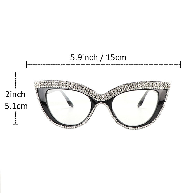 Luxury Cat Eye Anti-Blue Light Reading Glasses - Rhinestone Trim Presbyopic Eyewear for Women