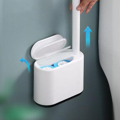 Wall-Mounted Disposable Toilet Brush Set – Hygienic Deep Cleaning Wand with Replaceable Scrub Pads