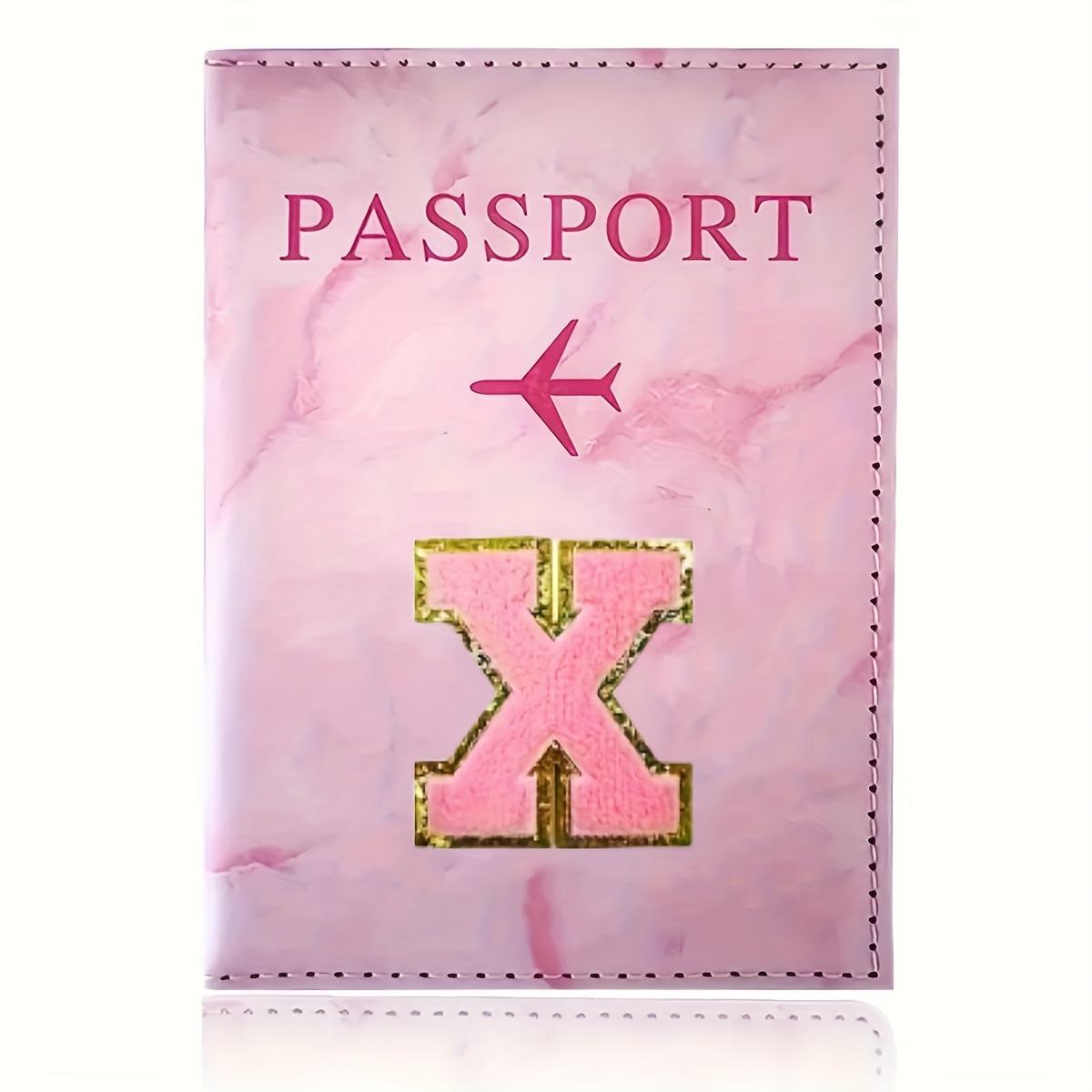 Monogrammed Pink Marble Effect Passport Clip