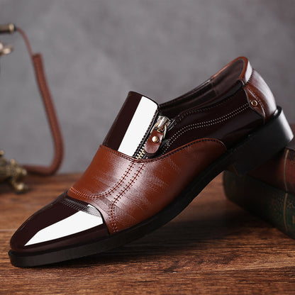 Men's Business Formal Leather Shoes - Glossy Pointed Toe Slip-On Dress Shoes