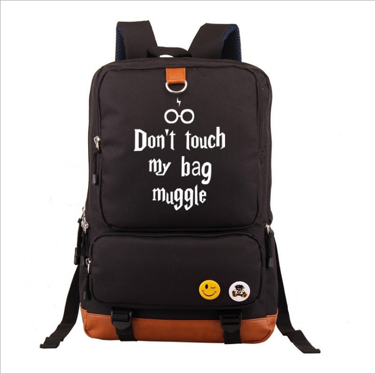 Unisex Harry Potter "Don't Touch My Bag Muggle" Student Backpack (Purple)