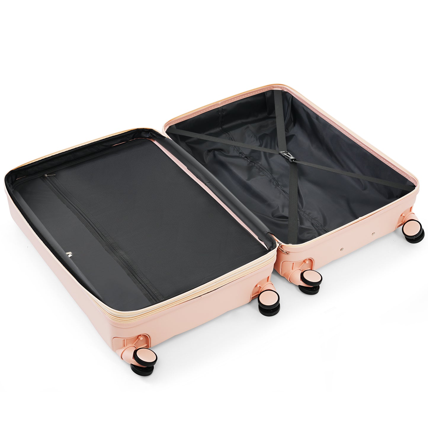 20-Inch ABS Hardshell Carry-on Suitcase with USB Charging Port & Cup Holder - Pink