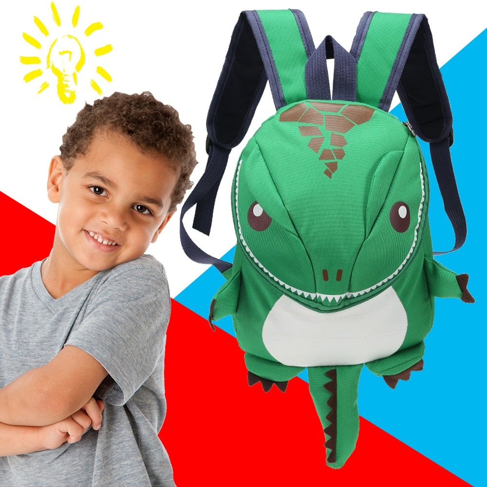 3D Dinosaur Backpack for Kids - Waterproof Kindergarten & Small School Bag