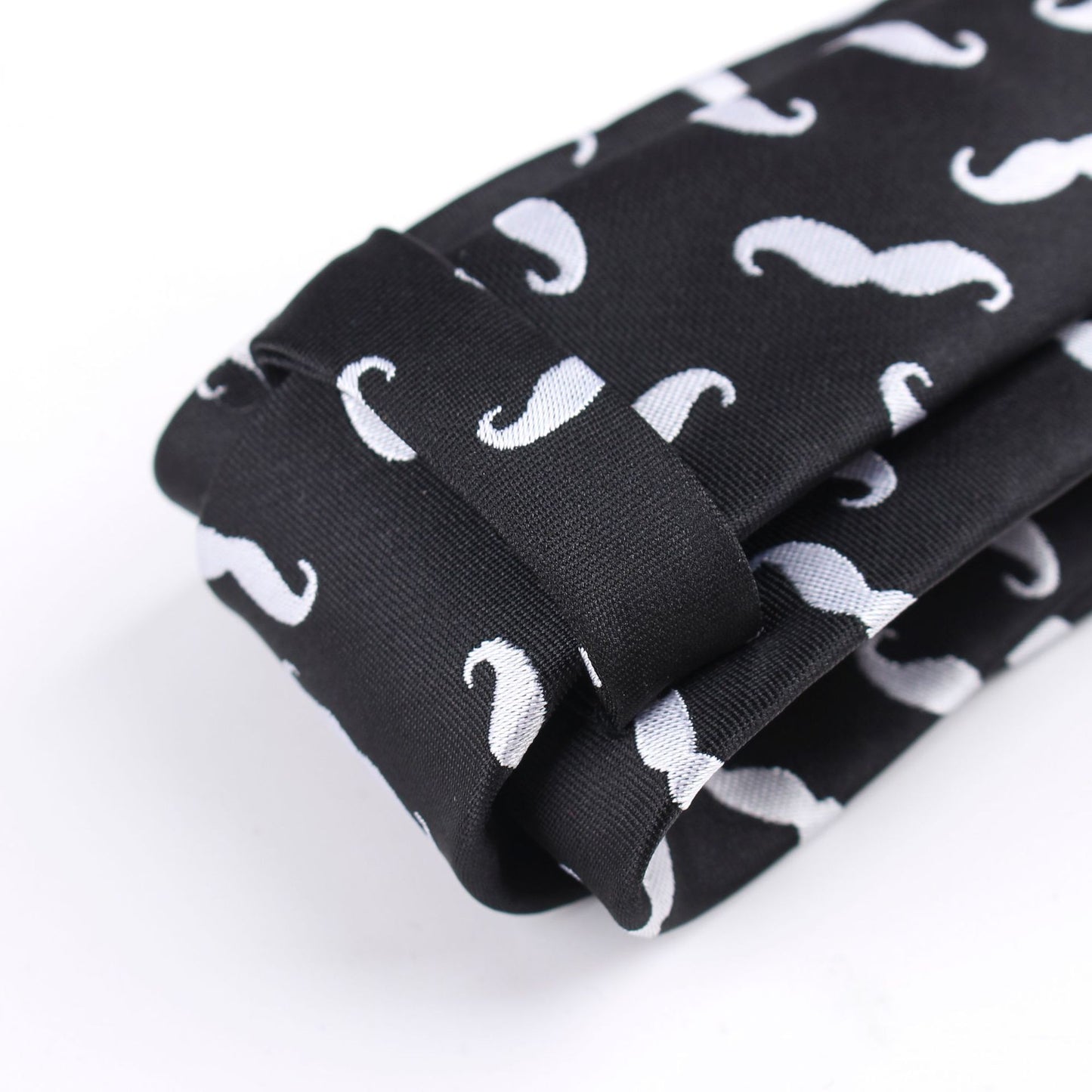 Trendy Mustache Print Narrow Tie - 6cm Unisex Funny Cartoon Jacquard Skinny Necktie