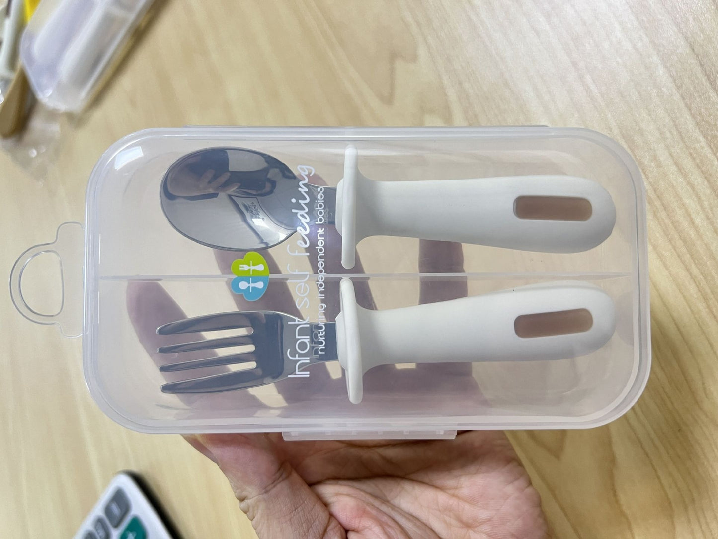 2-Piece Baby Feeding Set | PPSU Silicone & Stainless Steel Self-Feeding Utensils for Toddlers