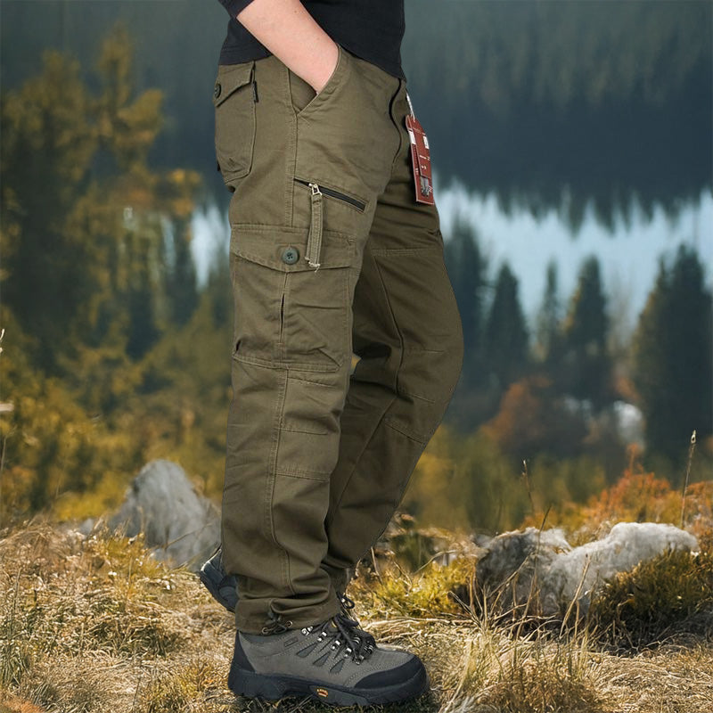 Men's Cotton Cargo Overalls for Camping & Hiking | Straight-Leg, Multi-Pocket Baggy Trousers