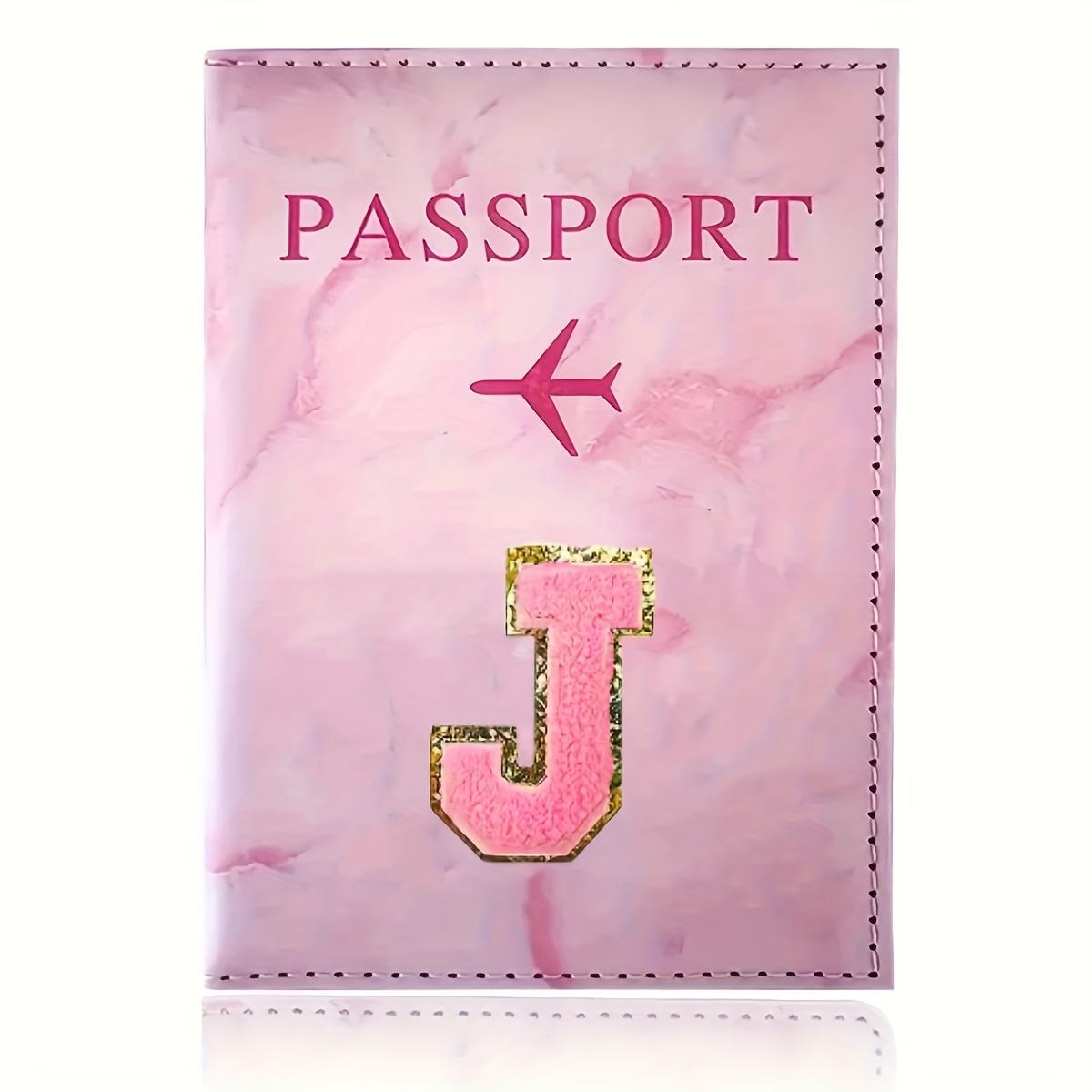 Monogrammed Pink Marble Effect Passport Clip