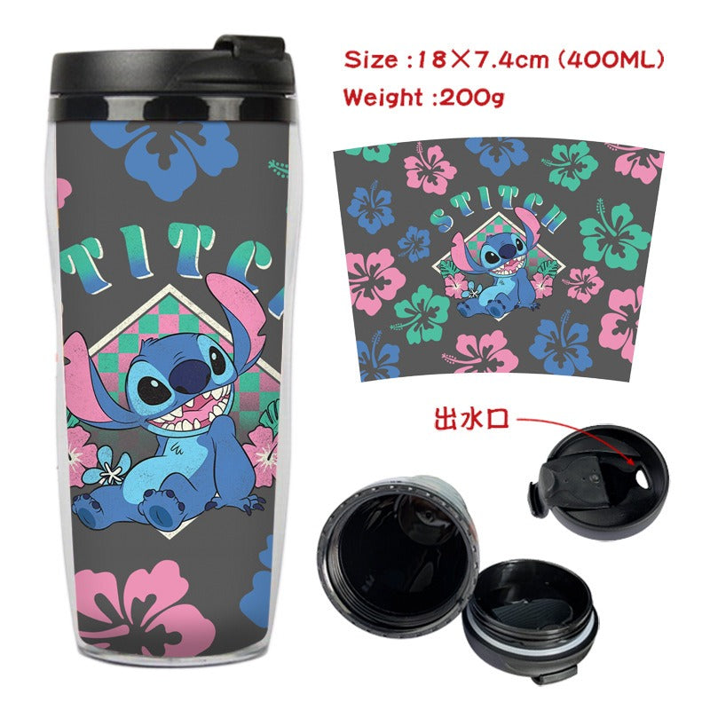 Cute Stitch Cartoon Double-Layer Insulated Travel Mug - 400ml
