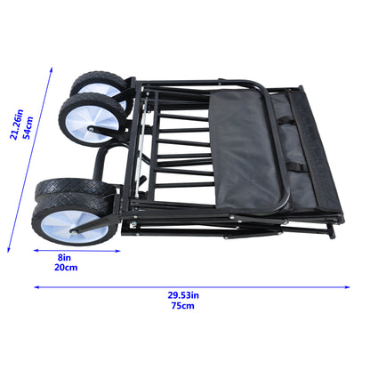 Folding Wagon Garden Shopping Beach Cart – Heavy Duty Black Utility Cart