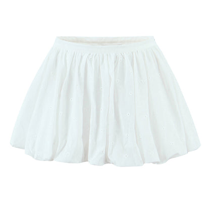 Women's Sweet Voluminous Bubble Skirt - Trendy White Summer Bottoms
