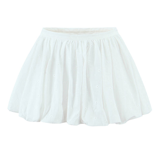 Women's Sweet Voluminous Bubble Skirt - Trendy White Summer Bottoms