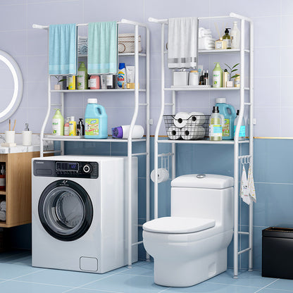 Modern Metal Bathroom Shelf - Multifunctional Overhead Toilet Storage with Hooks