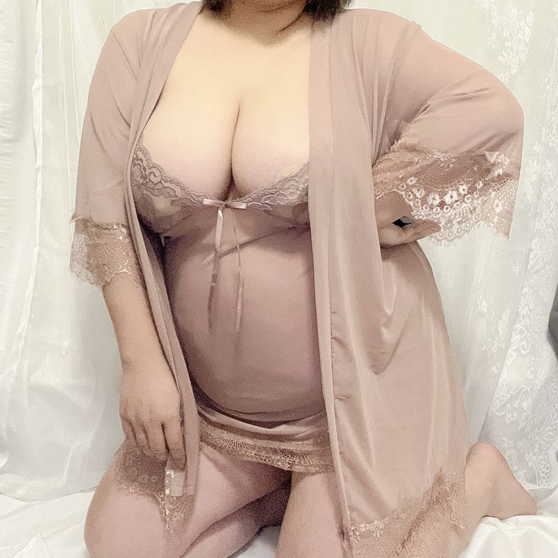 Women's Sexy Lace Trim Camisole Nightgown & Robe Pajama Set