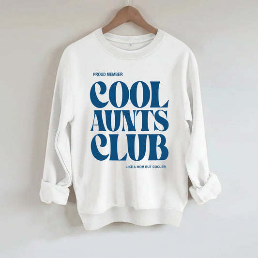 Cool Aunts Club" Graphic Sweatshirt | Beige Crewneck Pullover for Aunties