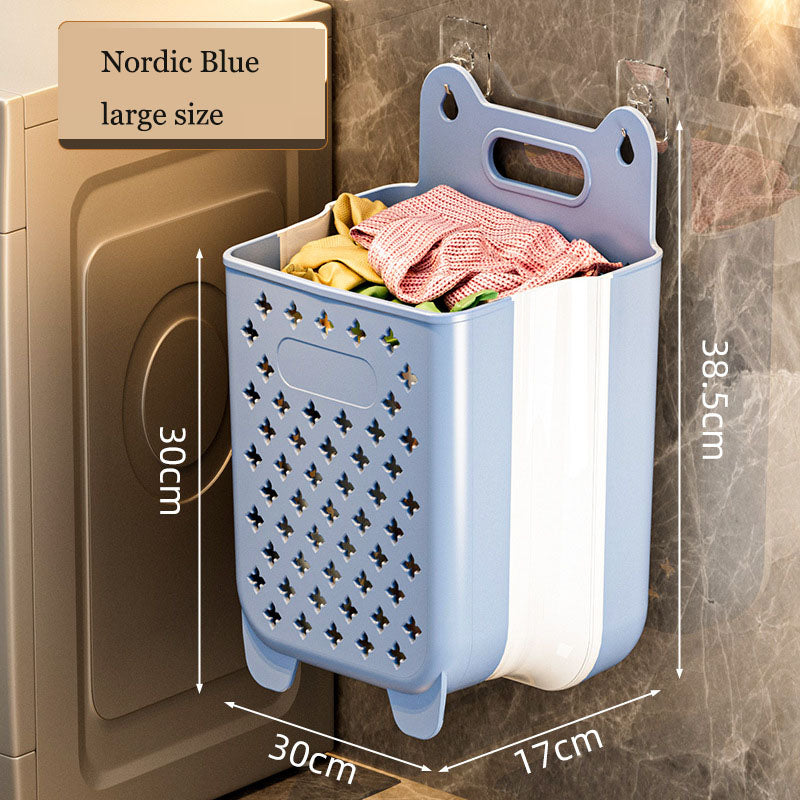 Foldable Wall-Mounted Laundry Basket – Space-Saving Collapsible Dirty Clothes Storage Bin for Bathroom & Bedroom