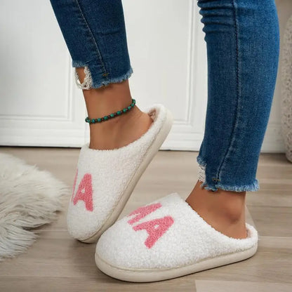 Women's Casual Fluffy "MAMA" Home Slippers