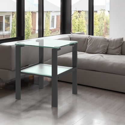 Two-Tier Round Glass Side Table