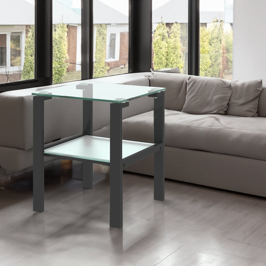 Two-Tier Round Glass Side Table