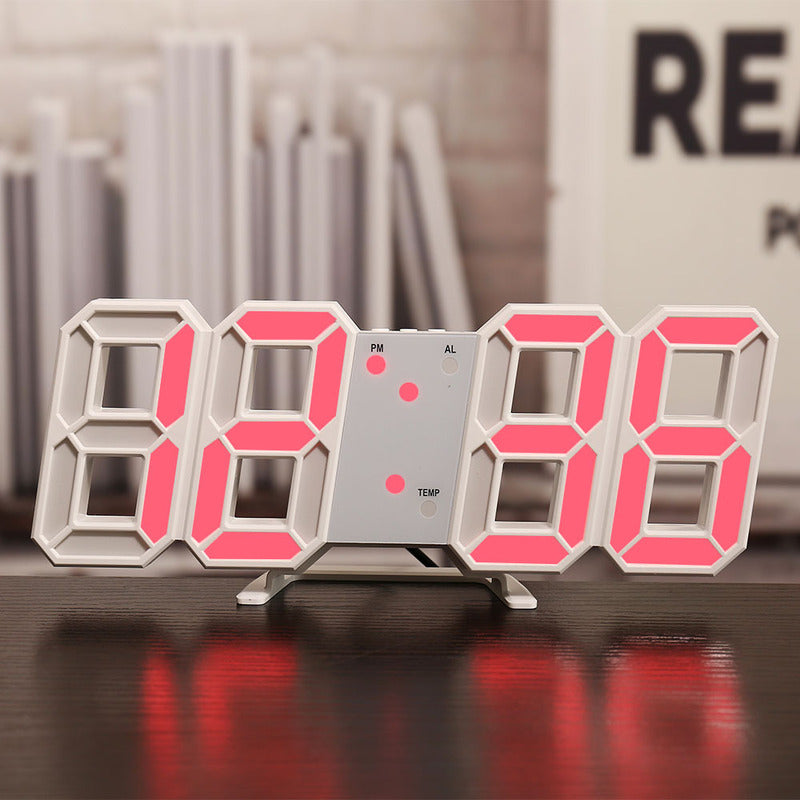 3D LED Digital Alarm Clock - Modern Wall & Desk Clock with Colorful Display