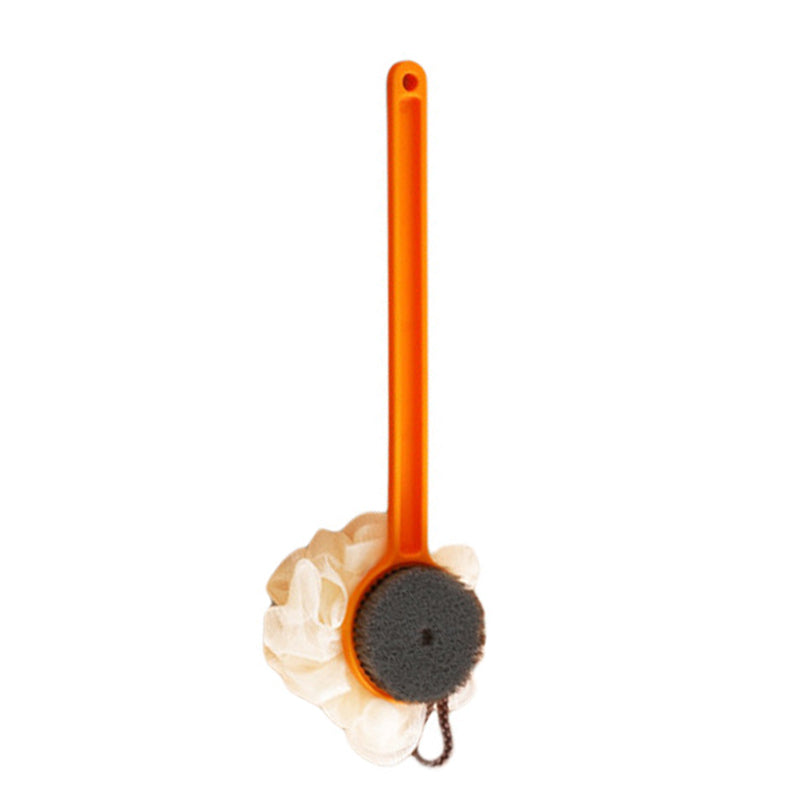 2-in-1 Long Handle Bath Brush with Loofah – Japanese Style Back Scrubber for Shower & Exfoliation