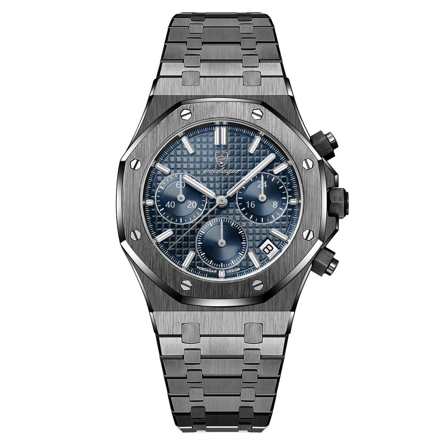 Luxury Men's Chronograph Quartz Watch - Stainless Steel Sports Wristwatch