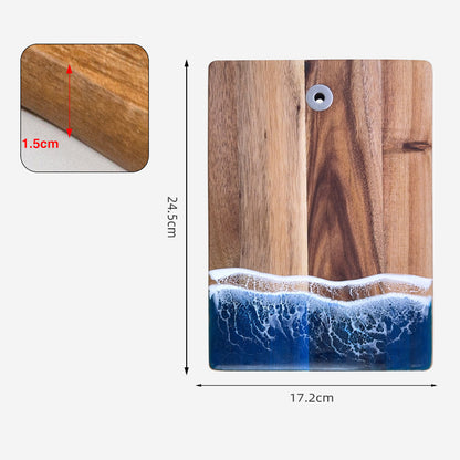 Luxury Resin Ocean Wave Wood Cutting Board - Handmade Acacia Wood Charcuterie Board