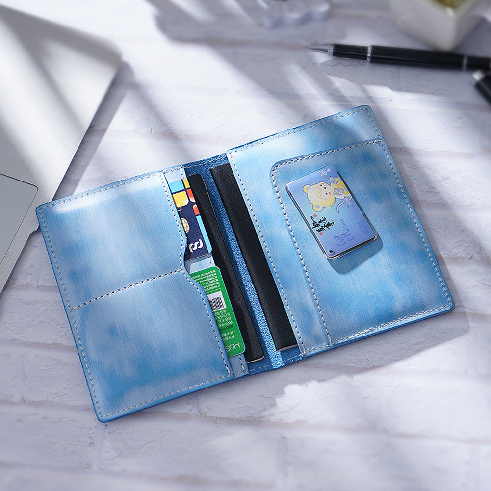 Handmade Genuine Leather Passport Holder & Travel Wallet - Slim Cowhide ID Card Case